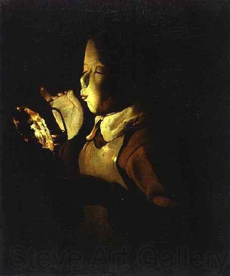 Georges de La Tour Boy Blowing at Lamp Germany oil painting art